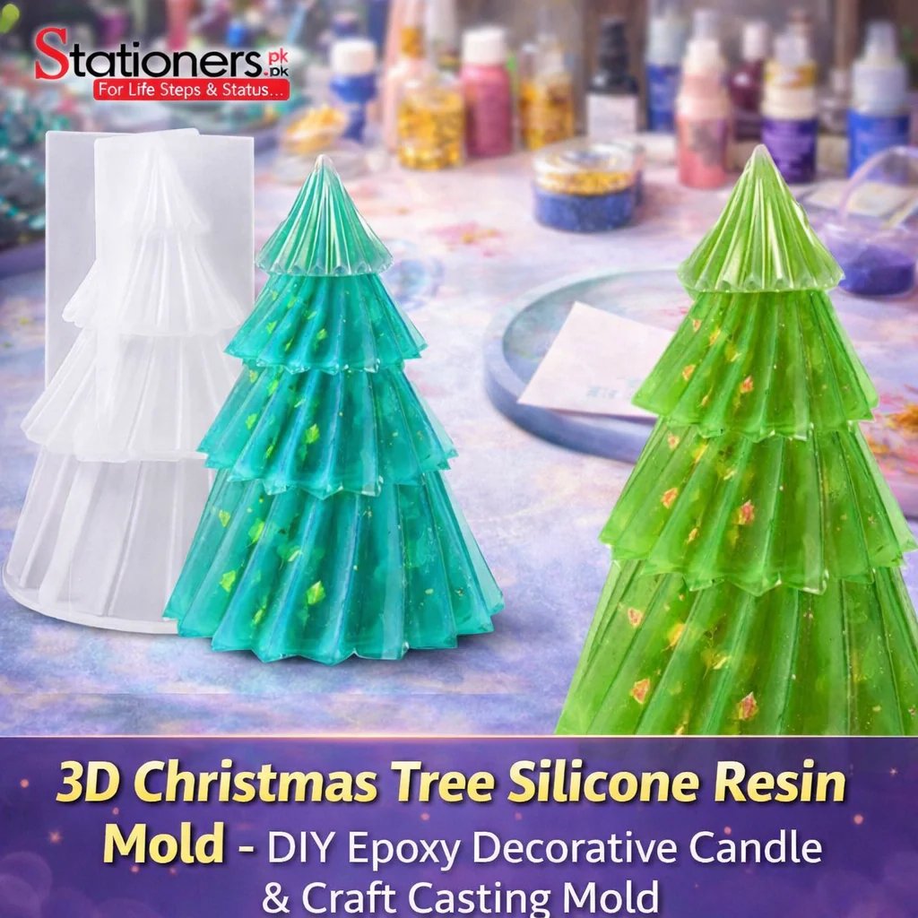 3D Christmas Tree Silicone Resin Mold – DIY Epoxy Decorative Candle & Craft Casting Mold - Image 2