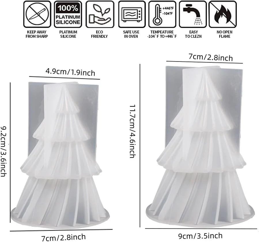 3D Christmas Tree Silicone Resin Mold – DIY Epoxy Decorative Candle & Craft Casting Mold - Image 4