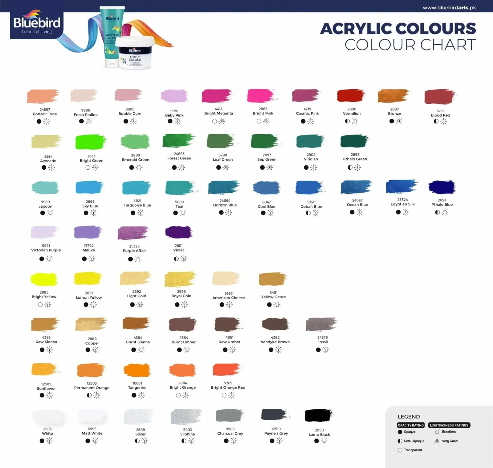 Bluebird Acrylic Colour Solid Shade 75ml - Image 2