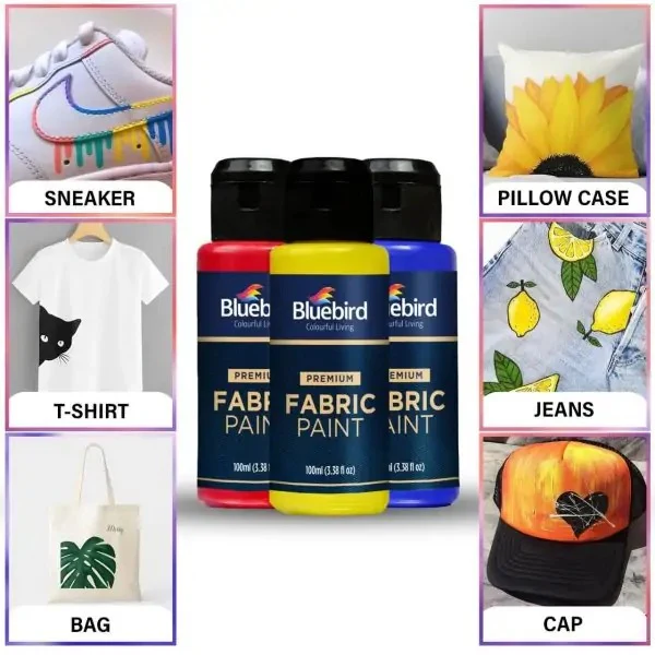 Bluebird Fabric Paints 100 ml – Set of 6 Primary - Image 3