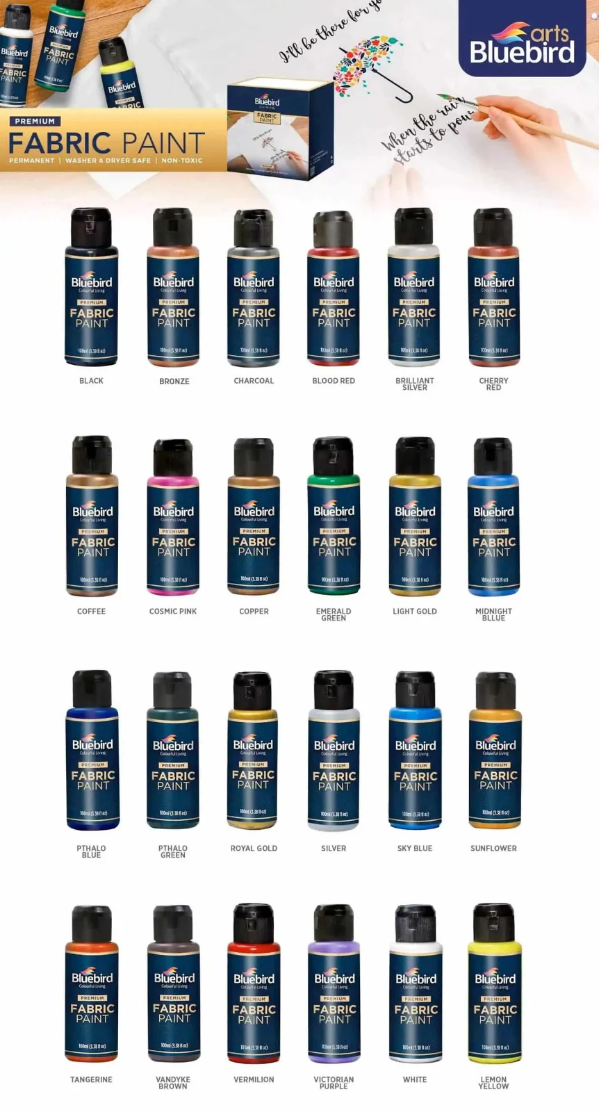 Bluebird Fabric Paints Metallic Shads 100 ml - Image 5