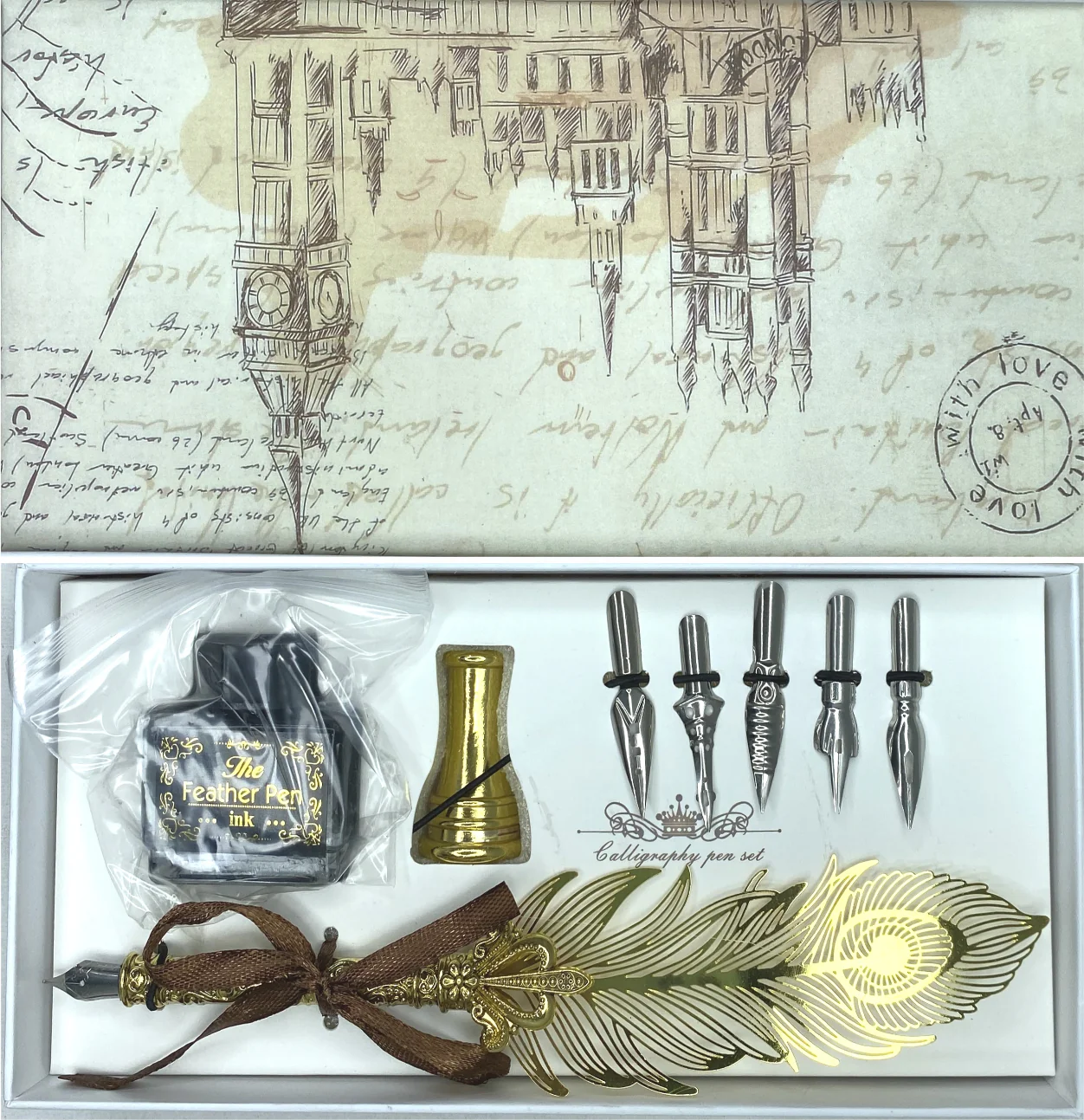 Calligraphy Pen Set Golden 8pcs Medium Box
