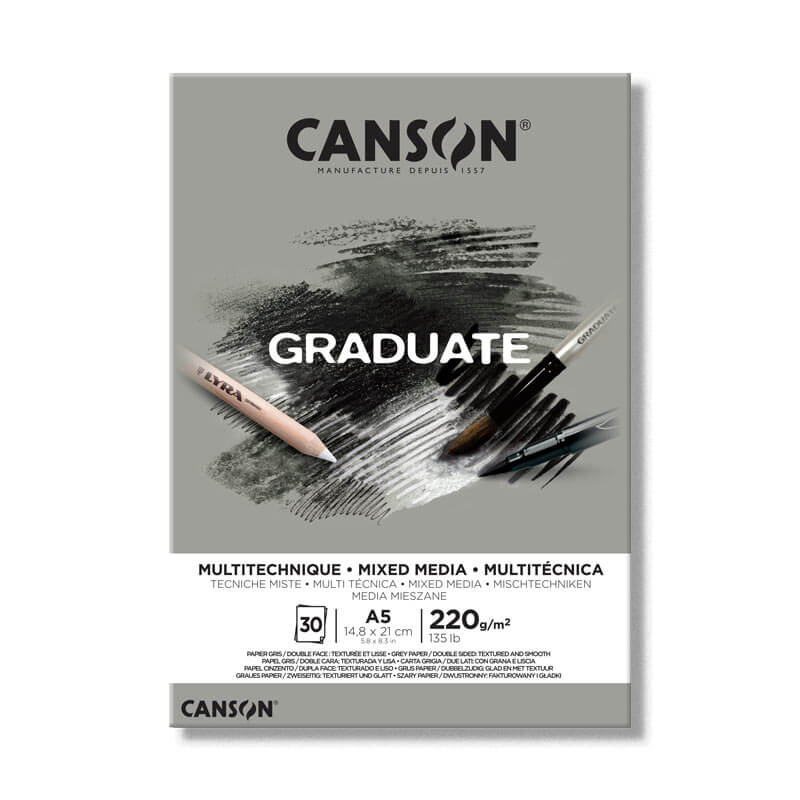 Canson Graduate Mixed Media Pad Grey 220 gsm. - Image 2