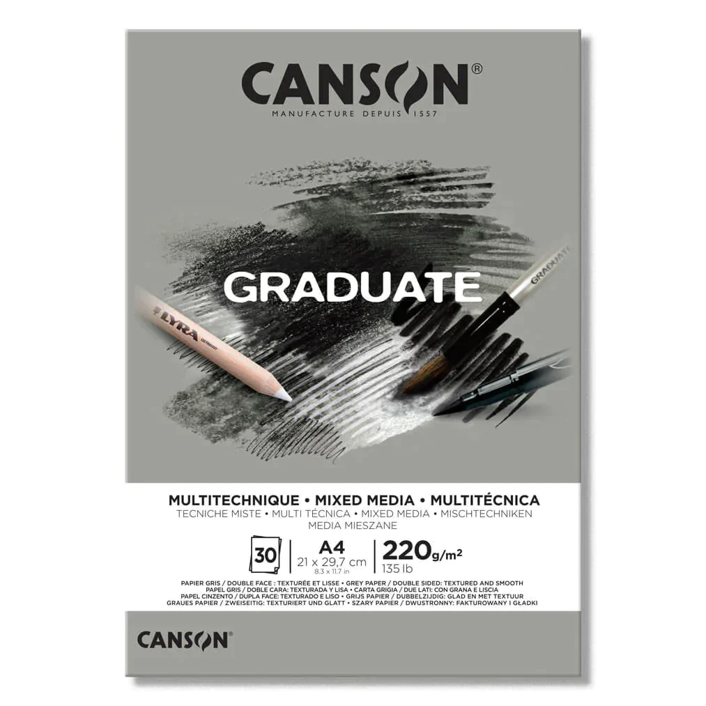 Canson Graduate Mixed Media Pad Grey 220 gsm. - Image 3