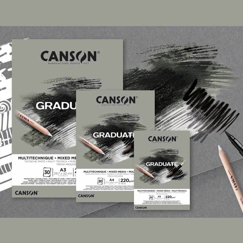 Canson Graduate Mixed Media Pad Grey 220 gsm. - Image 5