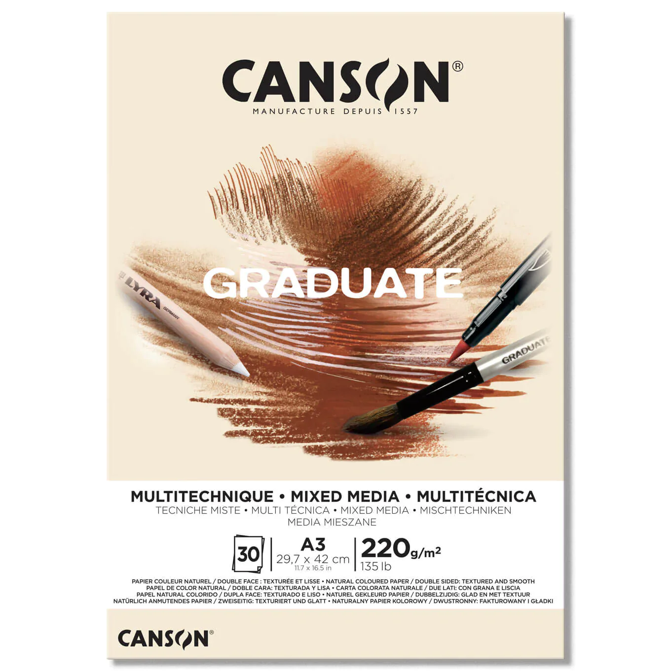 Canson Graduate Mixed Media Pad Yellow Ochre 220 gsm. - Image 2