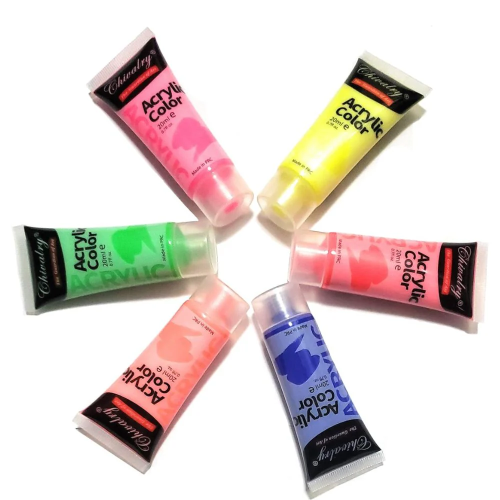 Chivalry Fluorescent Acrylic Paints Set of 6 - Image 2