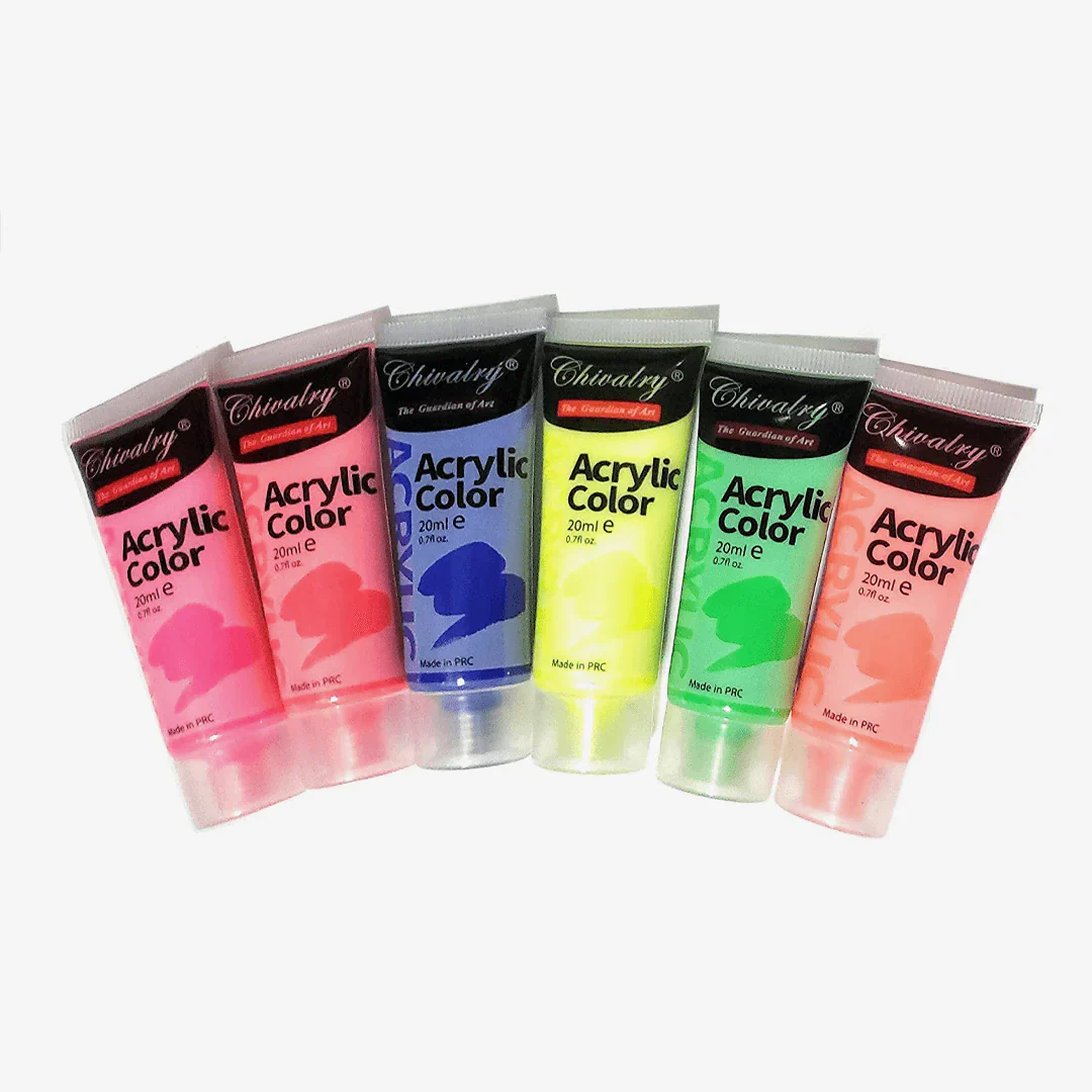 Chivalry Fluorescent Acrylic Paints Set of 6 - Image 3
