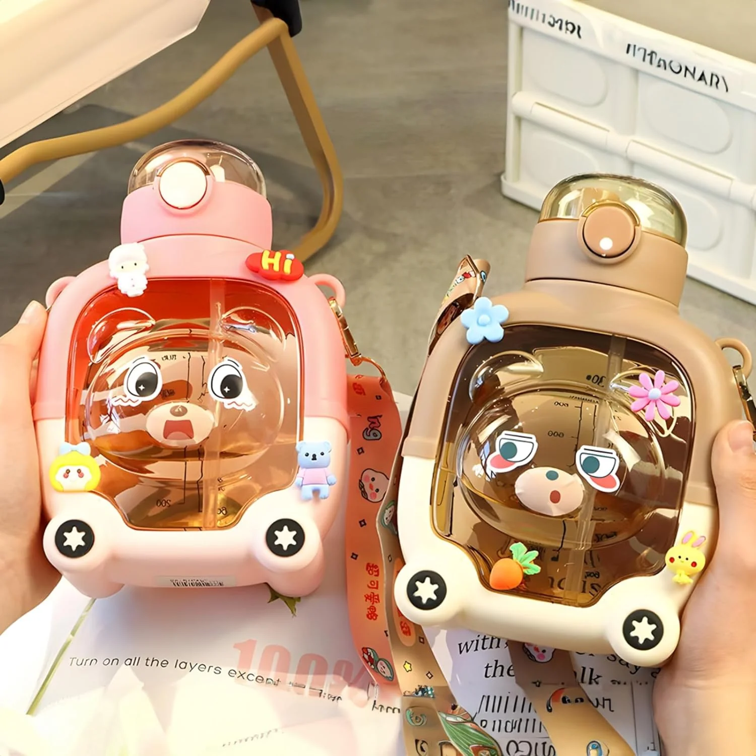 Cute Bear Water Bottle for Kids 1000ml - Image 2