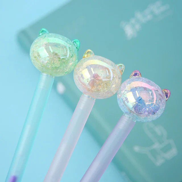 Cute Crystal Cat Rainbow Colors Glitter Gel Pen - Image 2