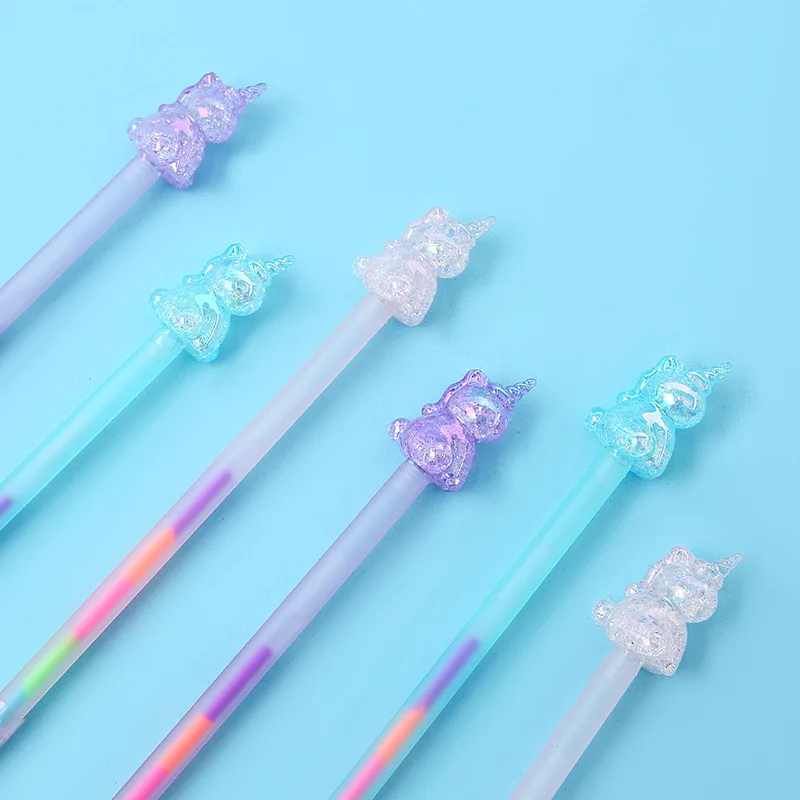 Cute Crystal Unicorn Rainbow Colors Glitter Gel Pen