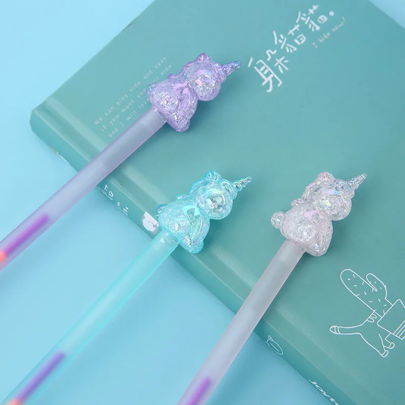 Cute Crystal Unicorn Rainbow Colors Glitter Gel Pen - Image 5