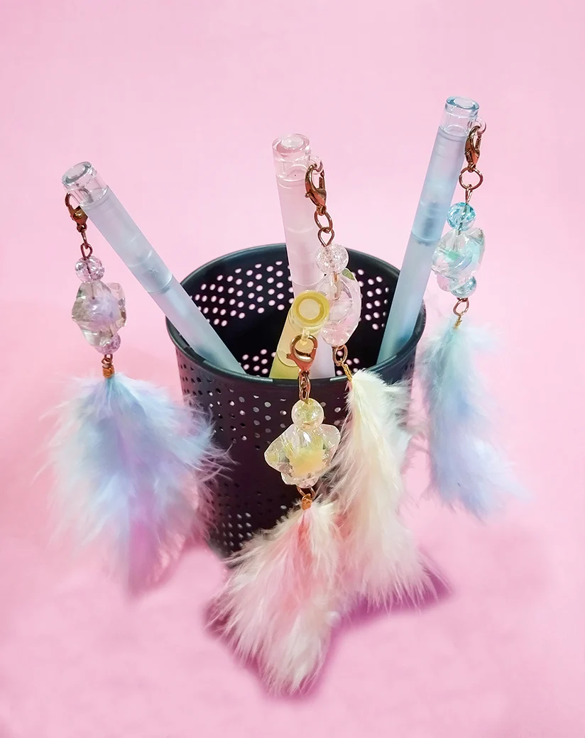 Cute Kawaii Feather Pendant Gel Pen - Image 2