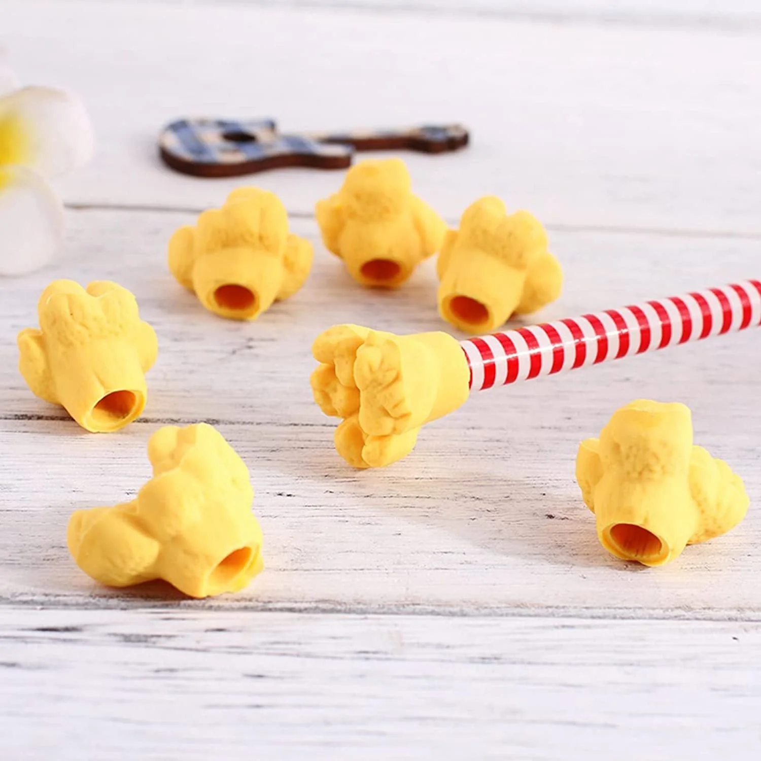 Cute Popcorn Shape Grip Cap Pencil Erasers Pack of 12 - Image 5