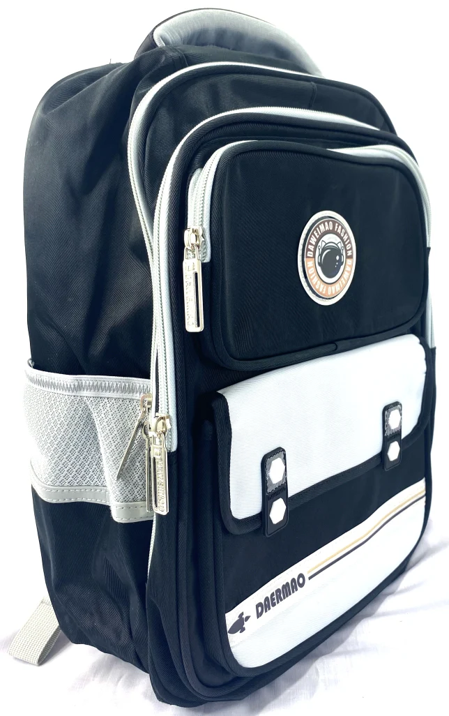 Daermao Kids' Backpack – Black & White, Durable, Lightweight, Multi-Pocket, Waterproof School Bag for Boys & Girls with Astronaut Design - Image 3