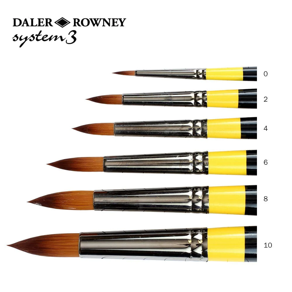 Daler Rowney System 3 Long Handle Round Brush Single Piece SY-45