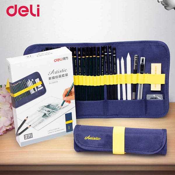 Deli 27 Pcs Fine-Art Drawing & Sketching Pencil Kit - Image 5