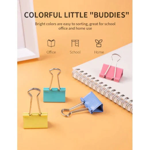 Deli Colorful Binder Clip 25mm E8554A Pack of 48 - Image 3