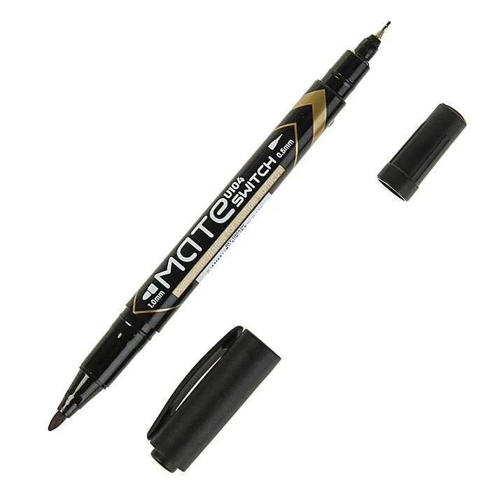 Deli Dual Tip Permanent Marker Black U10420 - Image 3