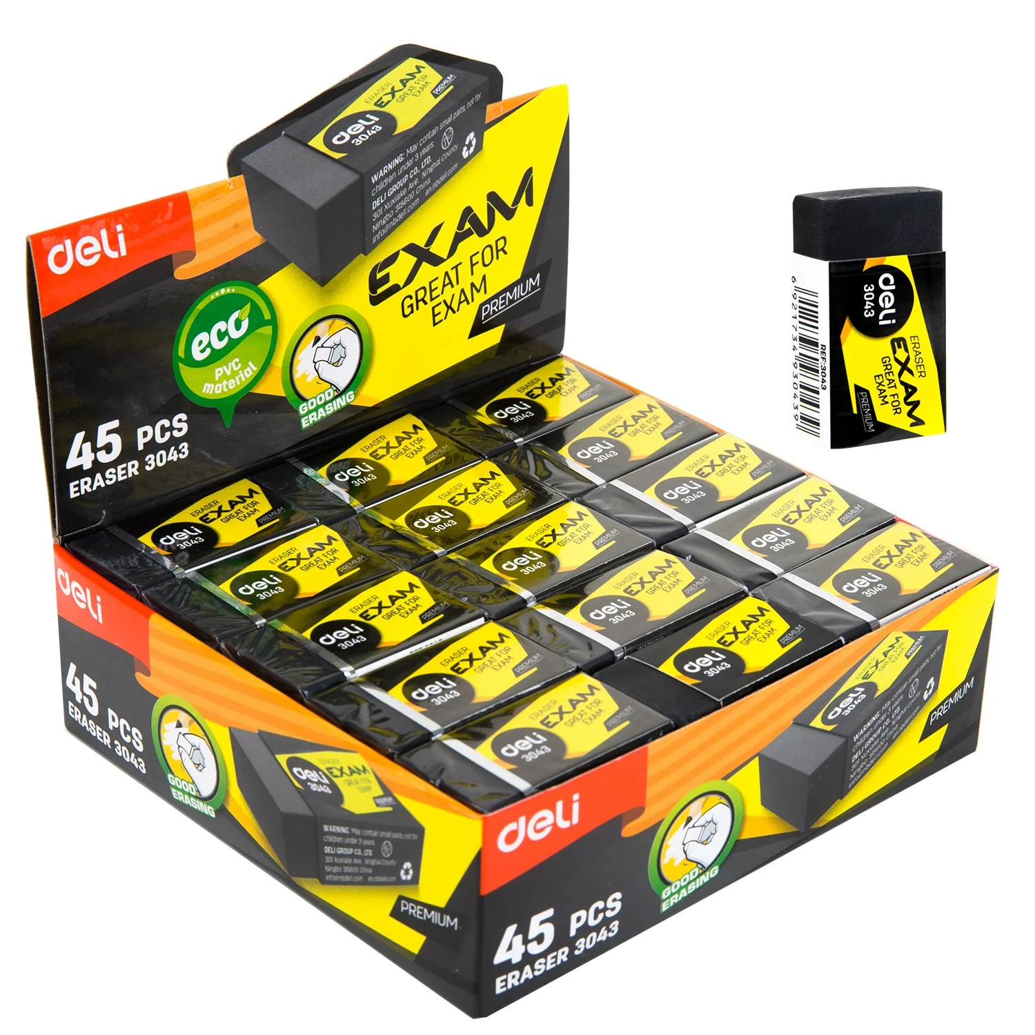 Deli Student Eraser Black E3043 - Image 3