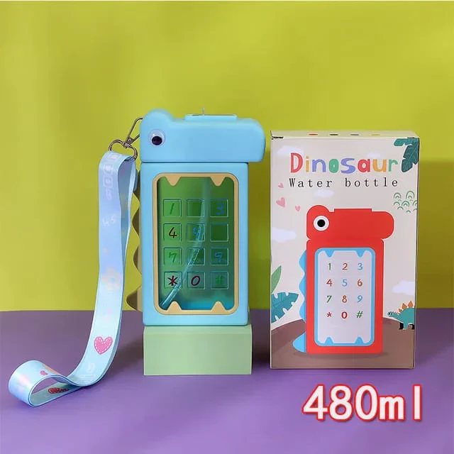 Dinosaur Straw Water Bottle With Strap – 480 ml - Image 2