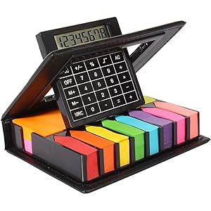 Faux Leather Sticky Note Memo Pad Case with Calculator - Image 2
