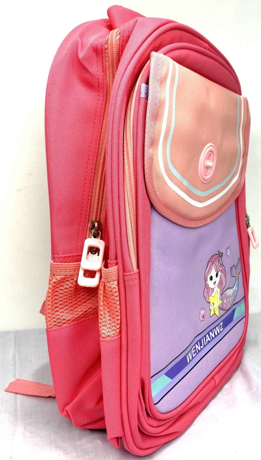 Girls' Mermaid School Bag - Pink & Purple, Lightweight, Cute Cartoon Design, Spacious & Durable - Image 3