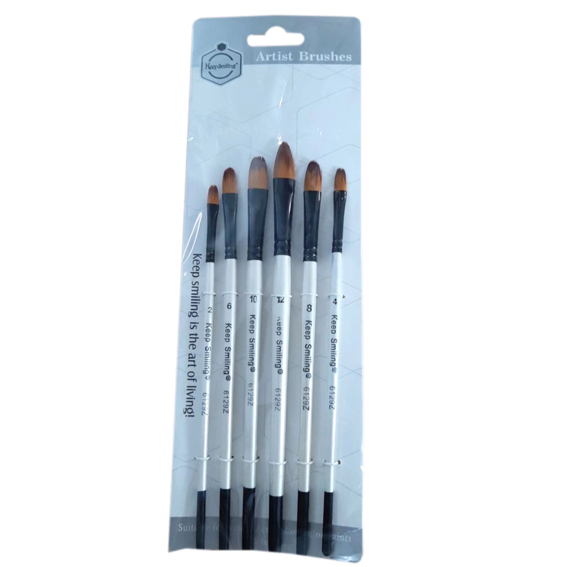 Keep Smiling Filbert Paint Brush Pack of 6 - Image 3
