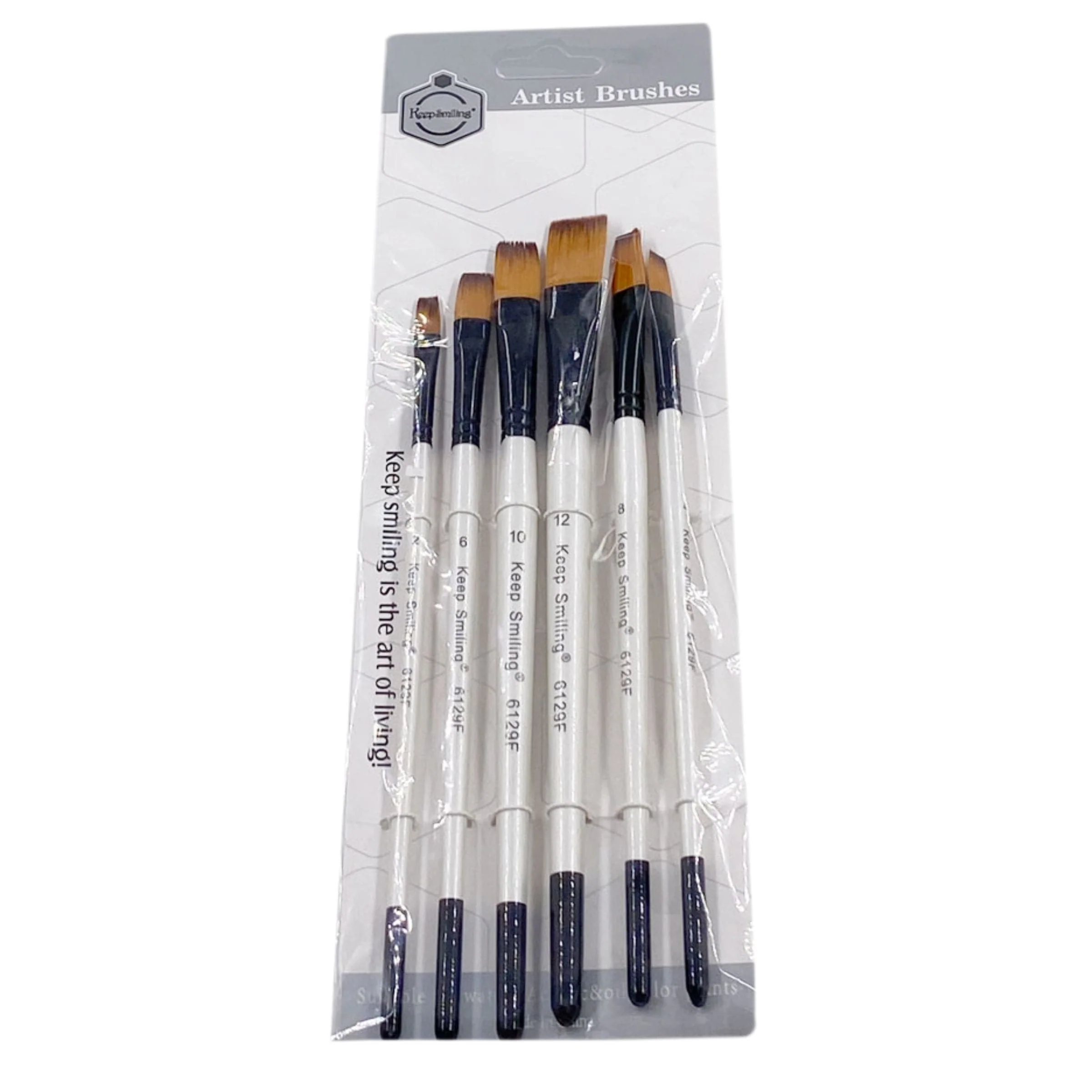 Keep Smiling Flat Tip Paint Brush Pack of 6 - Image 3