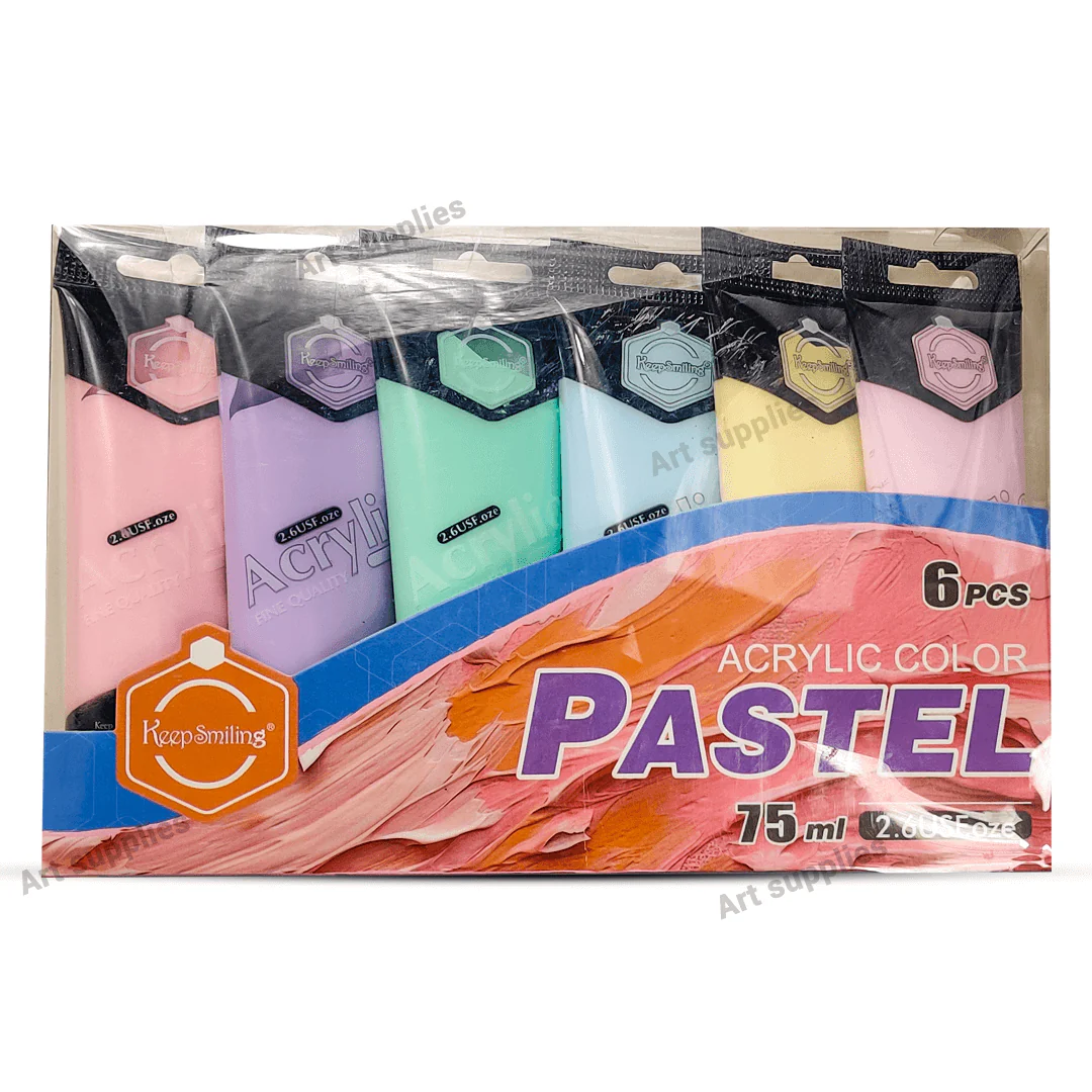 Keep Smiling Pastel Acrylic Paint 75ml Set of 6 - Image 3