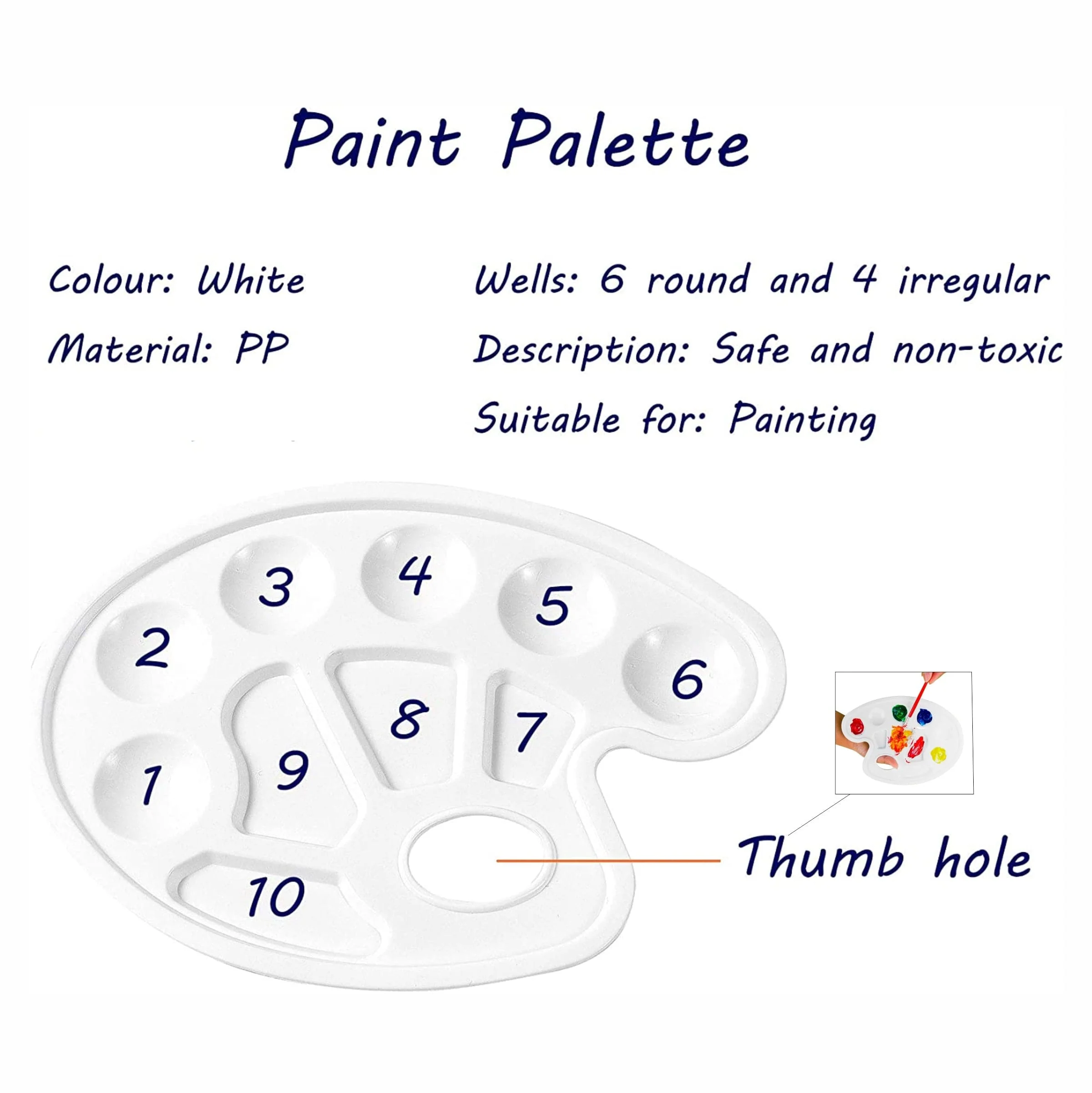 Keep Smiling Plastic Paint Palette 10 Pot Small - Image 2