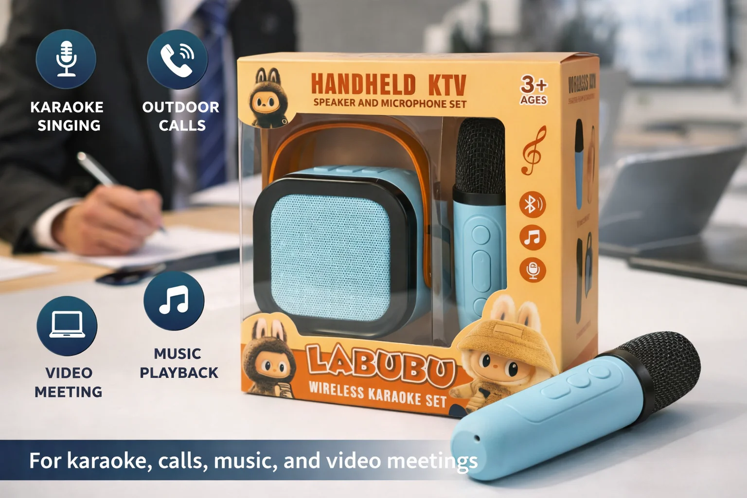 LABUBU Handheld KTV Wireless Karaoke Speaker & Microphone Set for Kids (3+ Ages) Limited Stock - Image 2