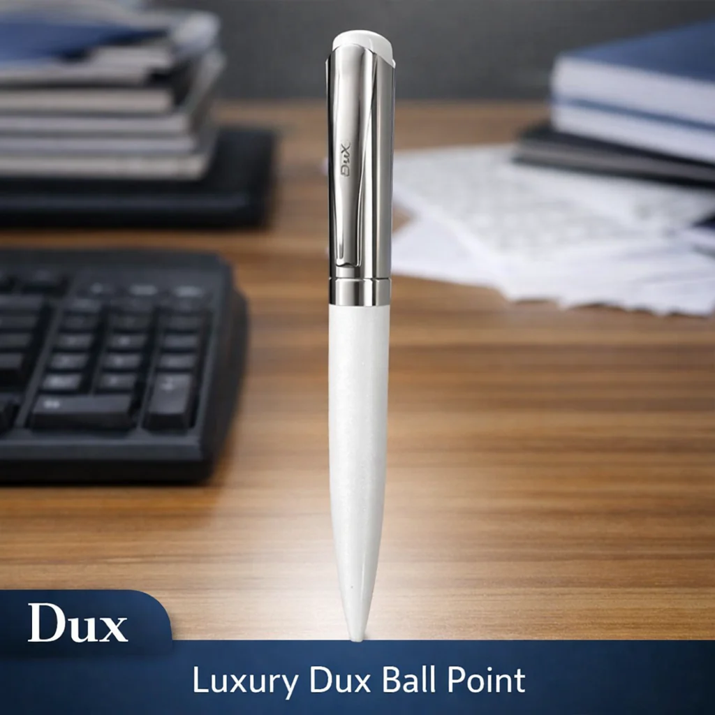 Luxury Dux Ball Point Pen – Premium White & Silver Executive Pen with Gift Box