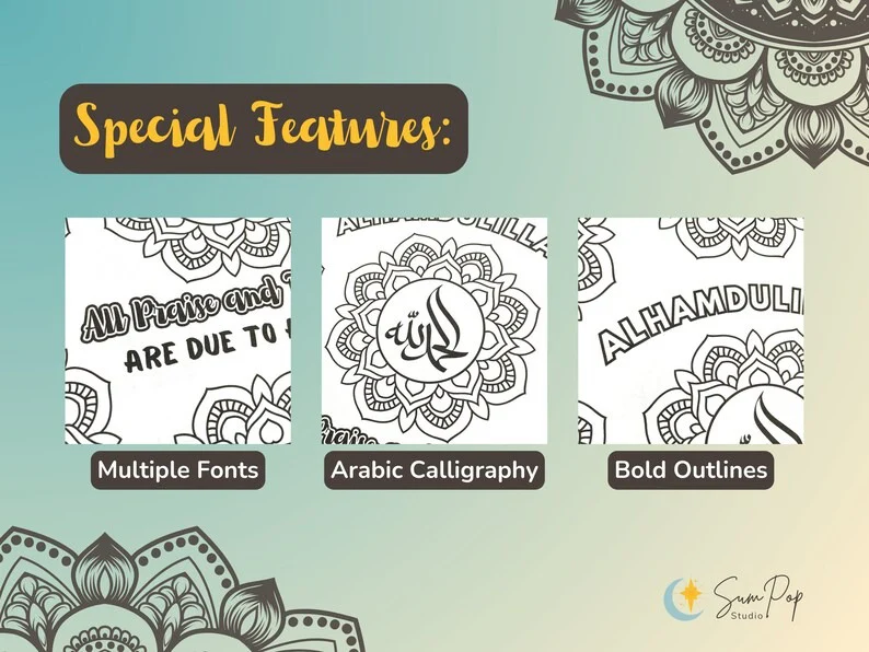 Artella Mandalas for Muslims Inspirational Coloring Pages with Islamic Phrases - Image 4