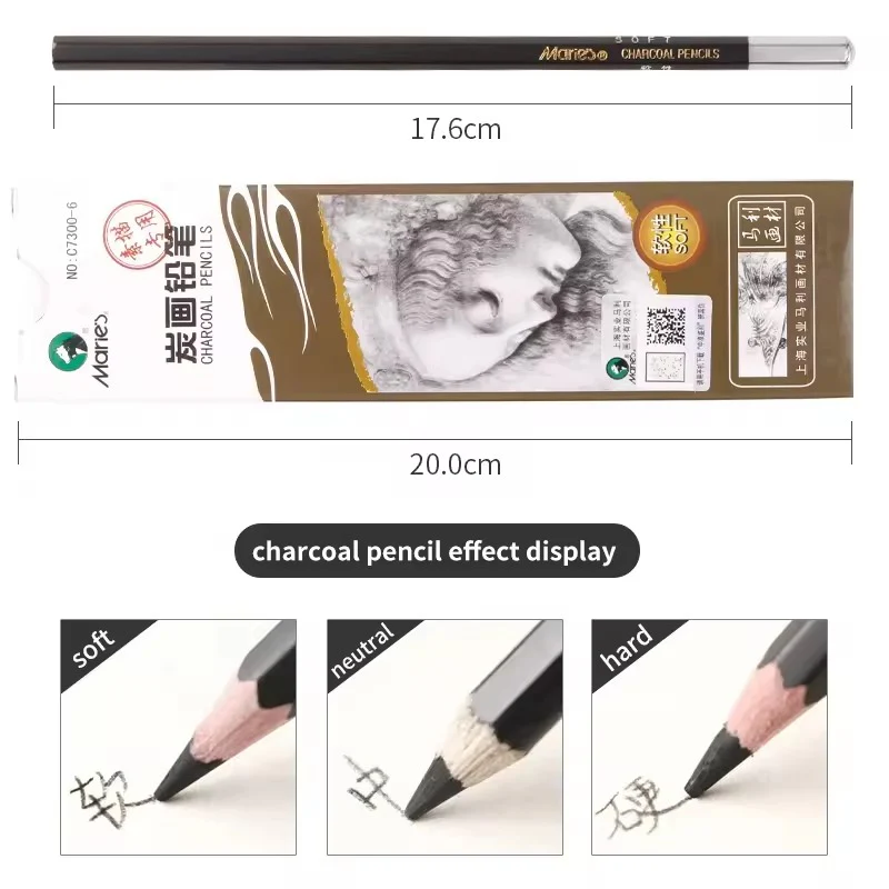 Maries Charcoal Pencil Black 1pc - Image 4