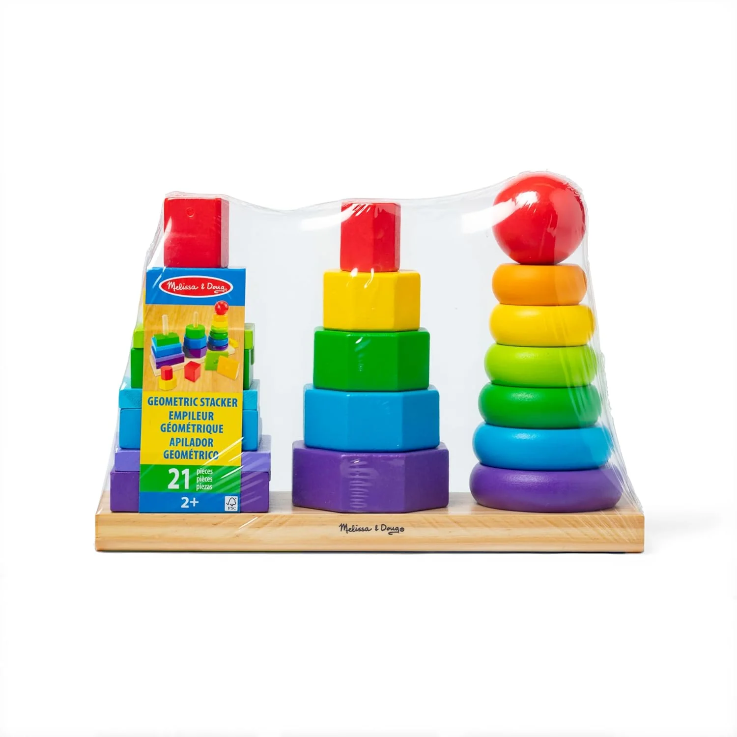Melissa & Doug Geometric Wooden Toy Stacker, Multicolor, 3+ months Pack of 25 Pcs - Image 5