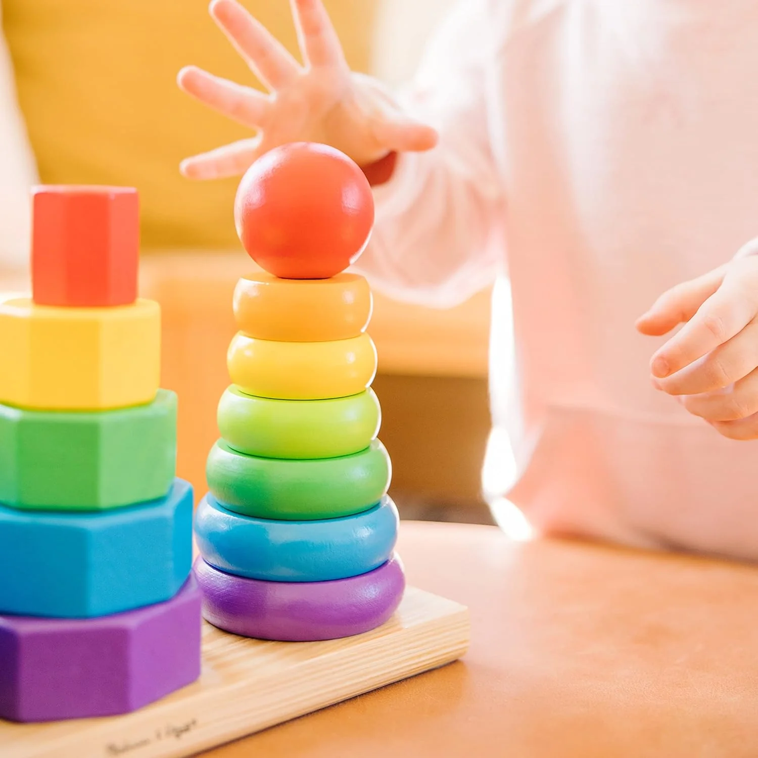Melissa & Doug Geometric Wooden Toy Stacker, Multicolor, 3+ months Pack of 25 Pcs - Image 7
