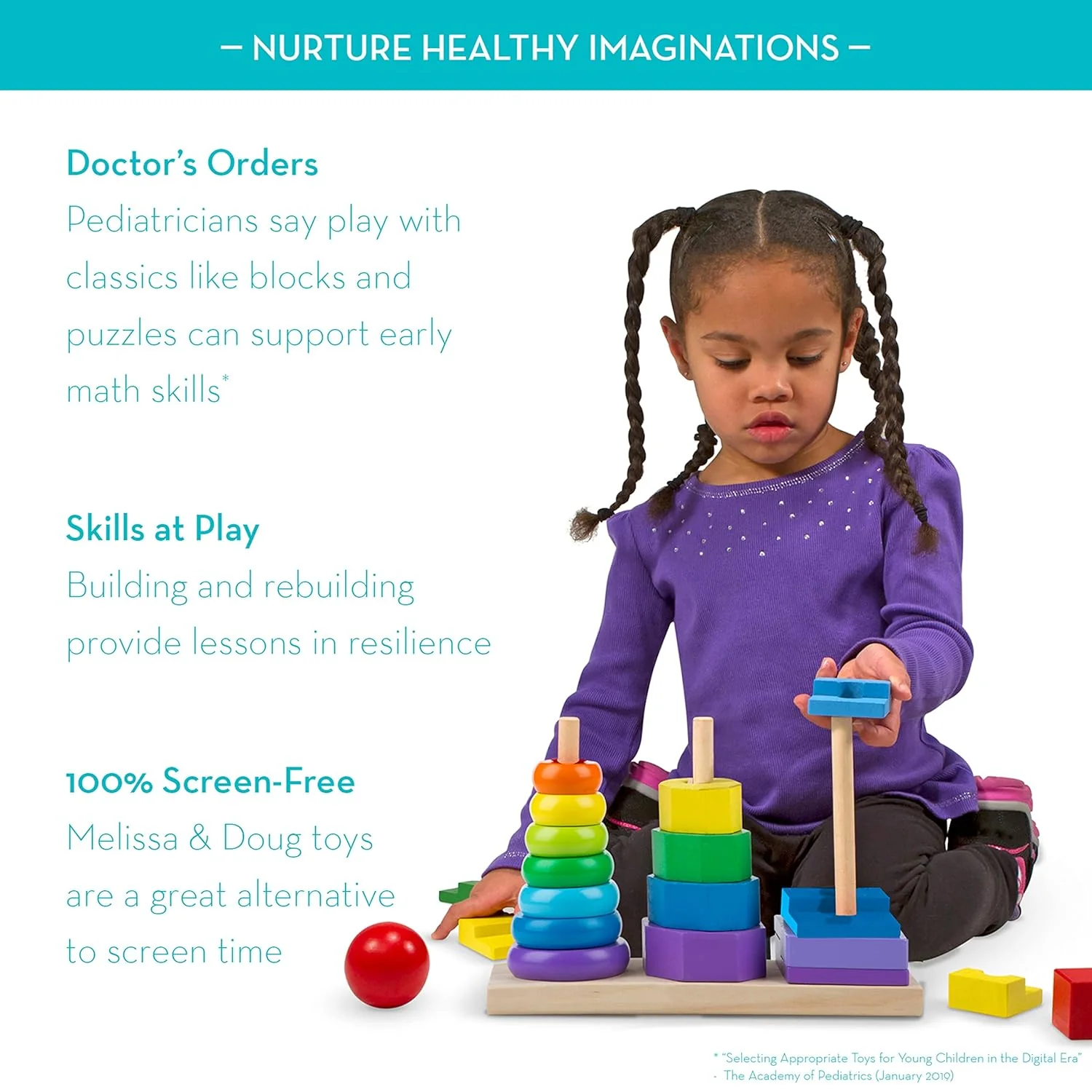 Melissa & Doug Geometric Wooden Toy Stacker, Multicolor, 3+ months Pack of 25 Pcs - Image 8
