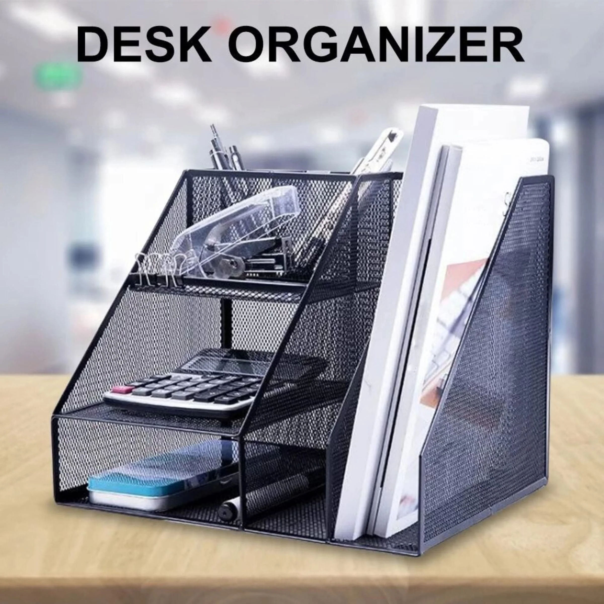 Metal Desk Cabinet File Rack Organizer - Image 3
