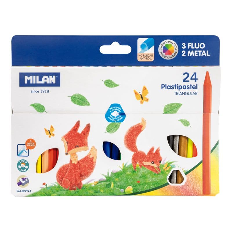 Milan Plasti Pastel Triangular Pencil Crayons Set - Image 3