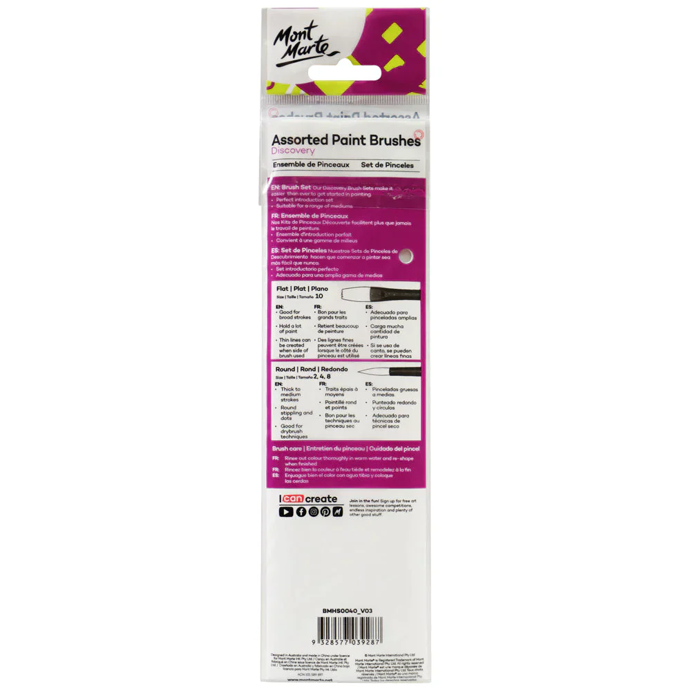 Mont Marte Assorted Paint Brushes Discovery Set of 4 - Image 2