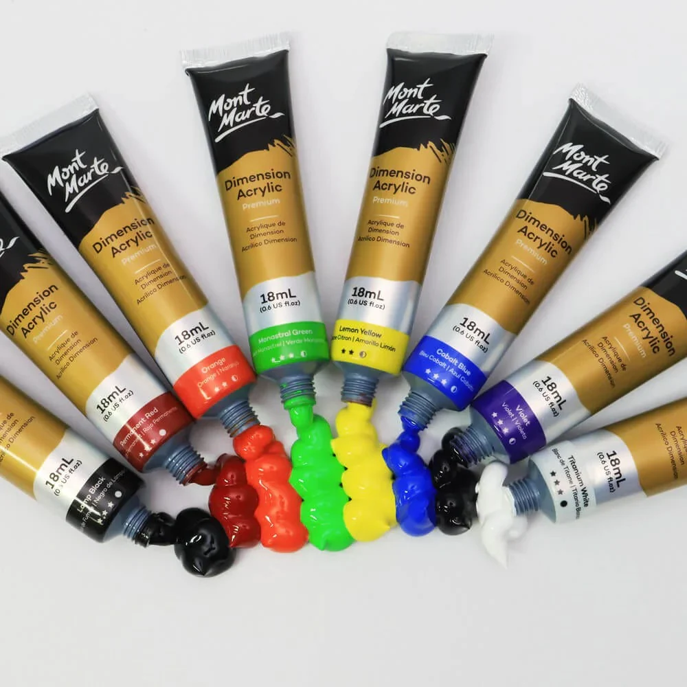 Mont Marte Dimension Acrylic Paint Intro Set Premium 8pc x 18ml - Image 2