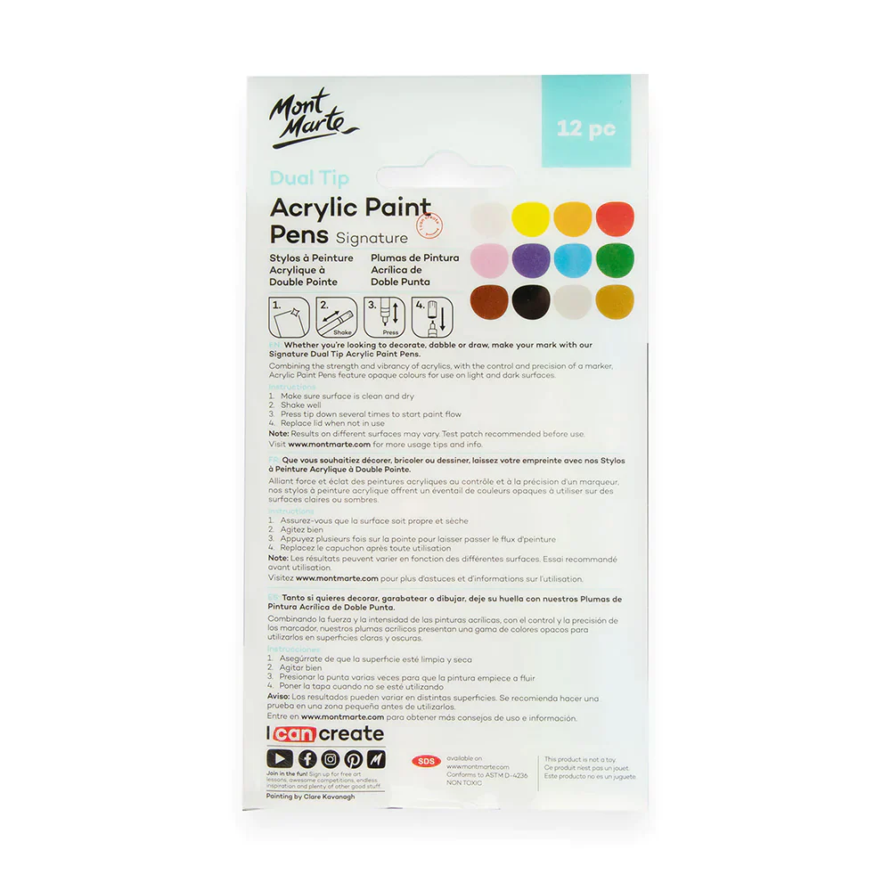 Mont Marte Dual Tip Acrylic Paint Pens Signature Set of 12 - Image 9