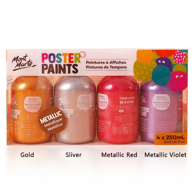 Mont Marte Metallic Poster Paints 250ml  Set Of 4