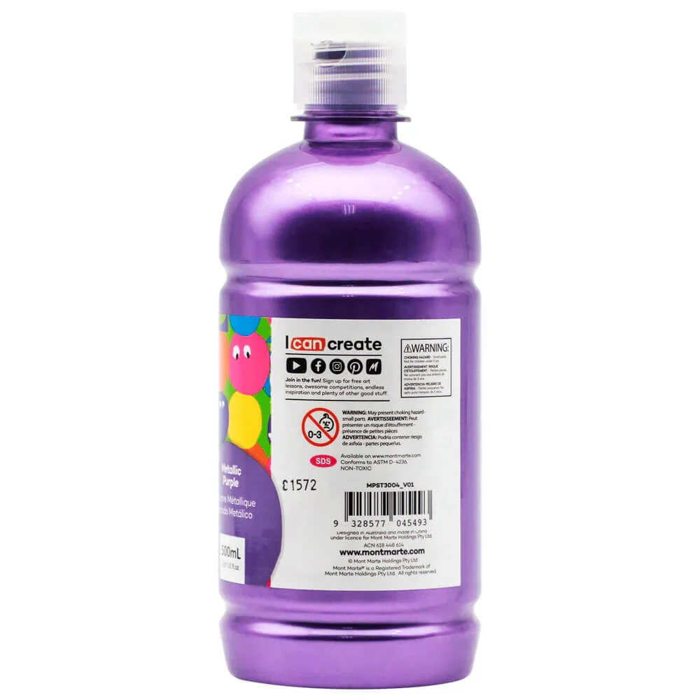 Mont Marte Poster Paint 500ml Metallic Purple - Image 2
