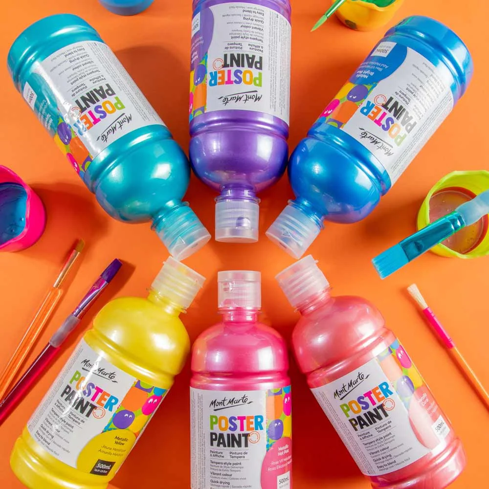 Mont Marte Poster Paint 500ml Metallic Purple - Image 5