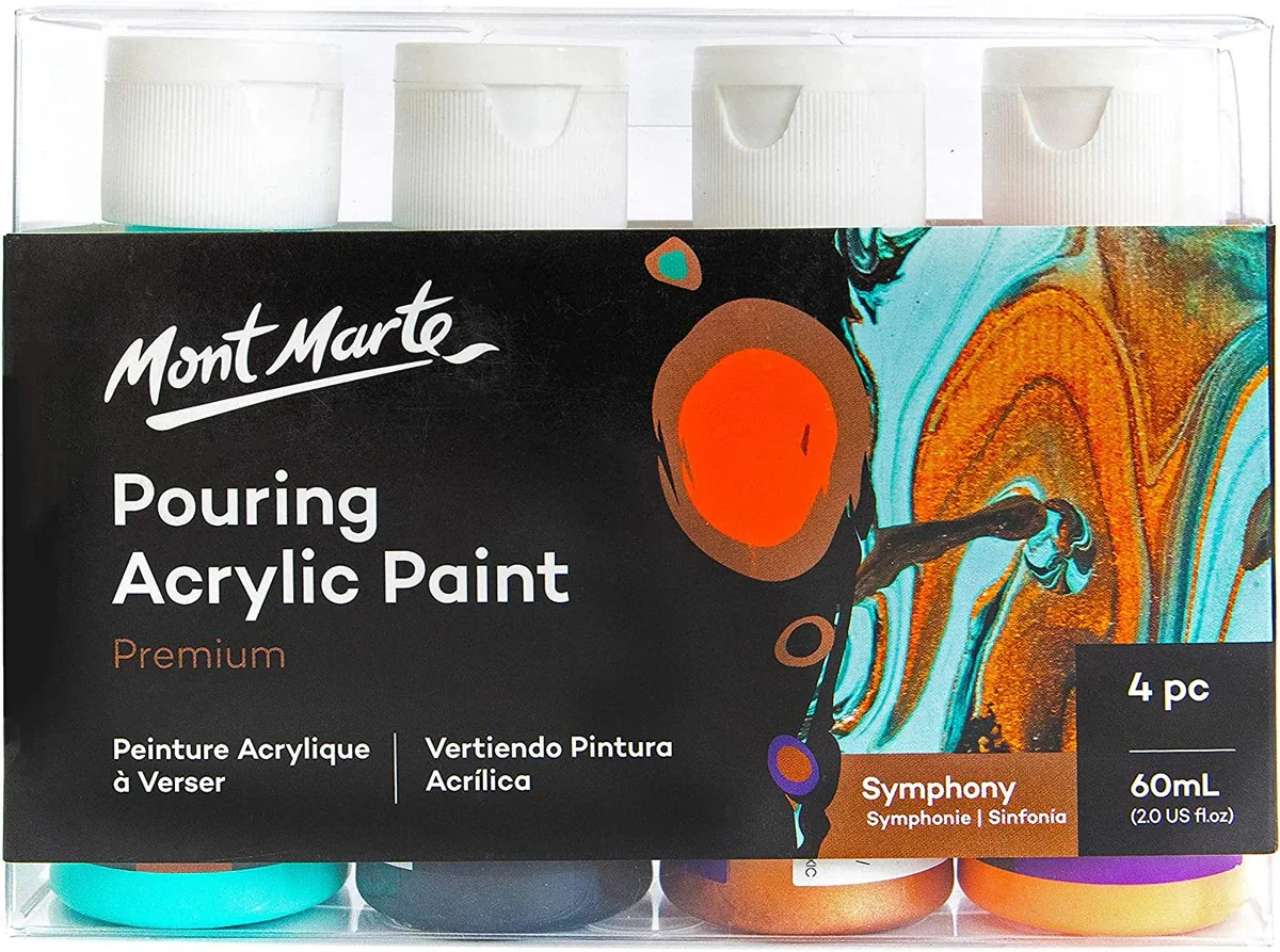 Mont Marte Pouring Acrylic Paint Set Premium 4pc x 60ml - Image 6