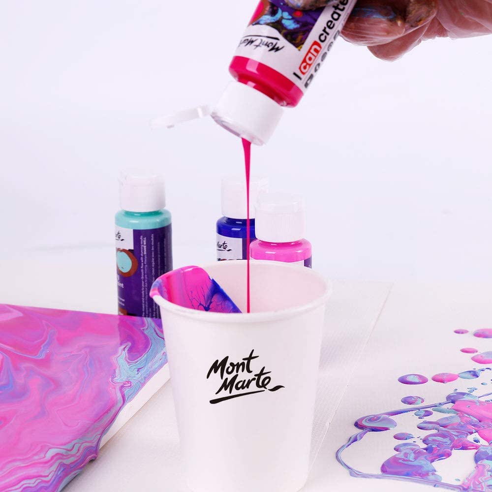 Mont Marte Pouring Acrylic Paint Set Premium 4pc x 60ml Aurora - Image 3