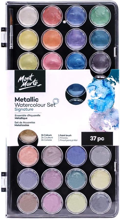 Mont Marte Signature Metallic Watercolor Paint Set 37 Pcs - Image 5