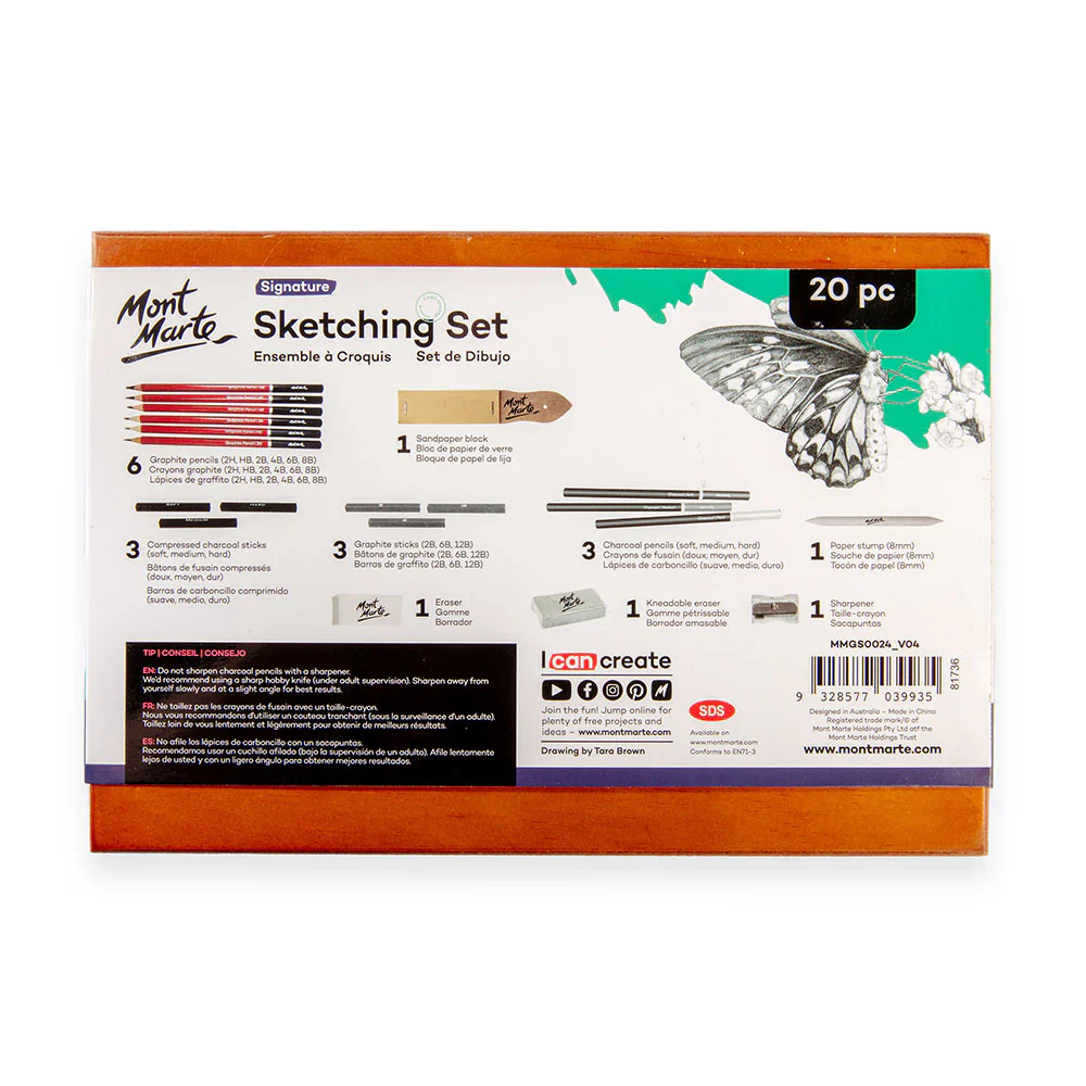 Mont Marte Sketching Set in Wooden Box Signature 20pc - Image 5